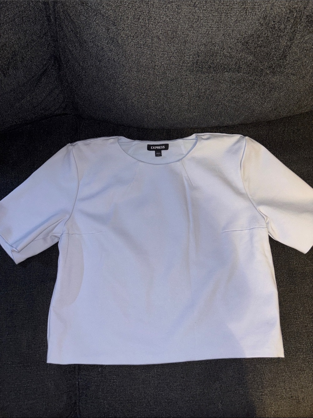 Express White Short-Sleeve Boxy Crop Top